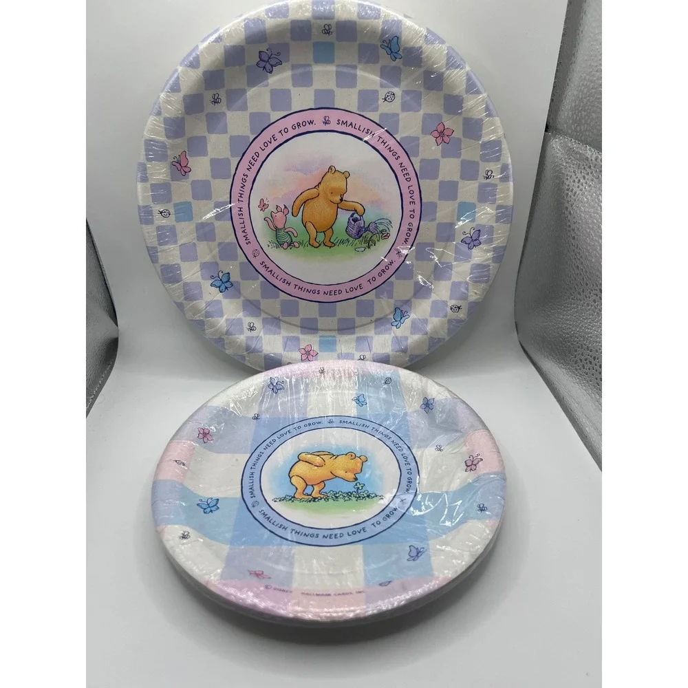 Vintage Hallmark Classic Winnie The Pooh‎ Garden Shower Party Plates SEALED